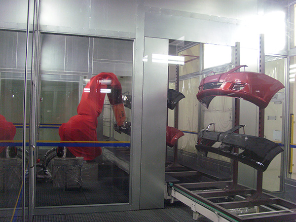 Ground car bumper robot booth